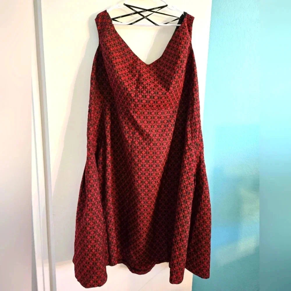 Eloquii Fit & Flare Red & Black Dress Size 28